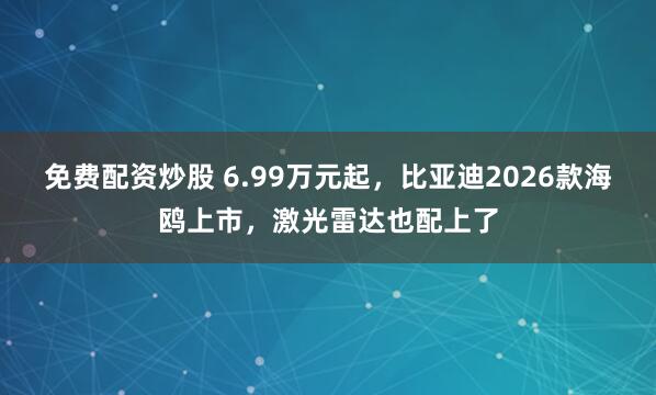 免费配资炒股 6.99万元起，比亚迪2026款海鸥上市，激光雷达也配上了